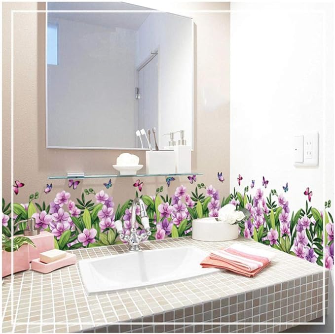 Zócalo extraíble Flor Decorativa Mariposa Pegatinas de Pared Sala de