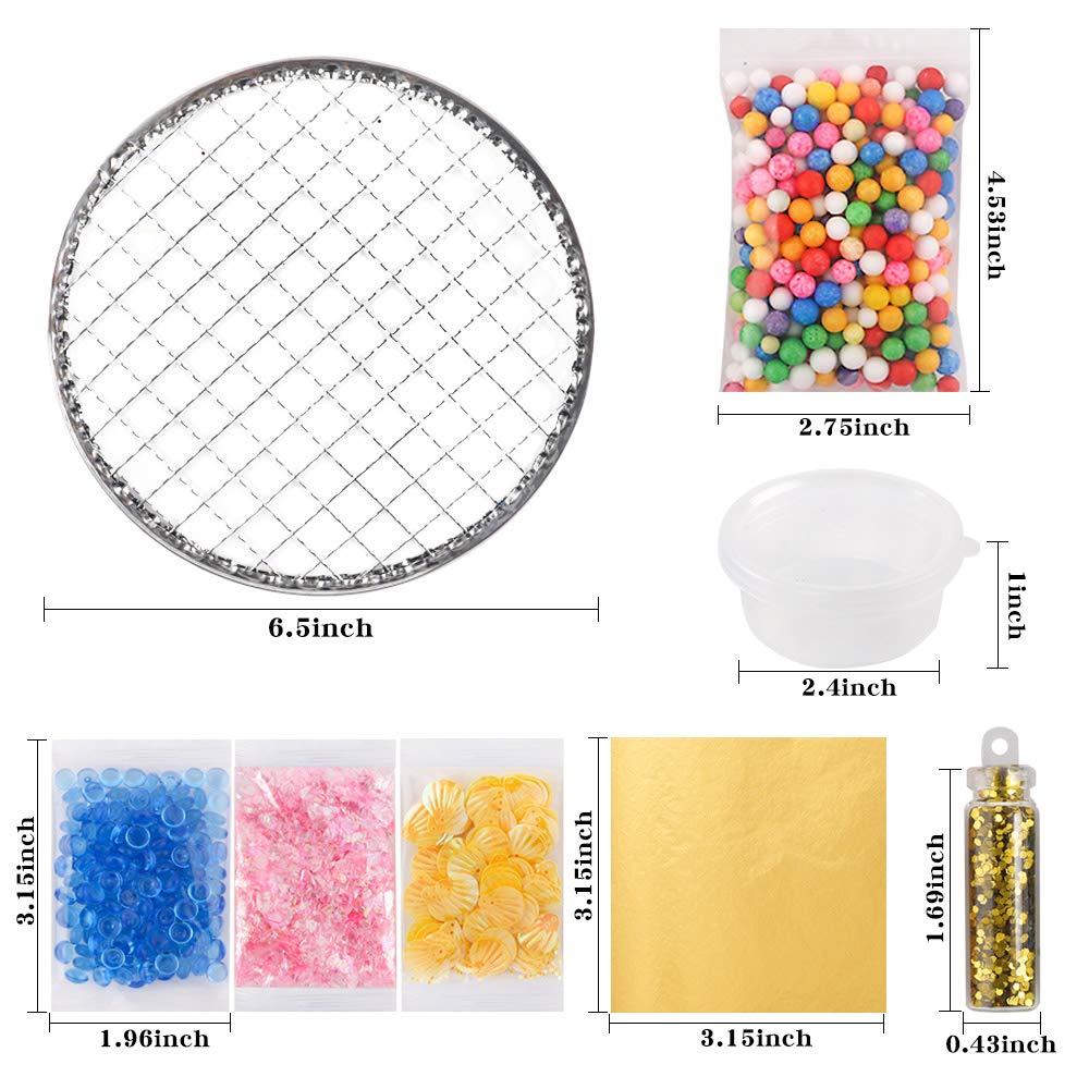 HOLICOLOR 110pcs Slime Making Kit, Add Ins, Accessories, Glitter, Foam Balls, Fishbowl Beads, Sequins, Shells, Candy Charms, Cups for Slime Party
