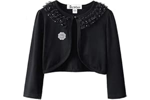 JXSTAR Girls Lace Bolero Shrugs Long Sleeve Cardigan Dress Cover Up Tops for Little Kid
