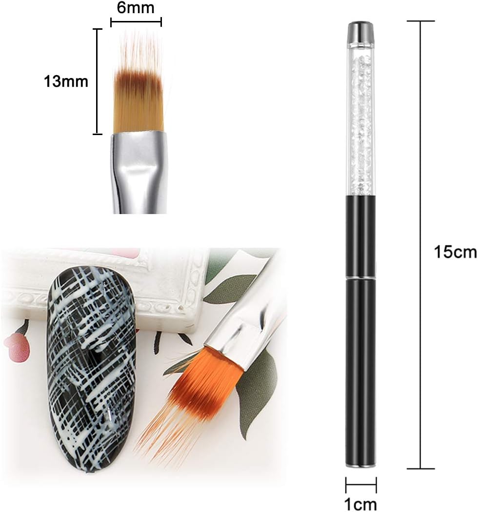 LWBTOSEE 2pcs Ombre Nail Brush and 3pcs Nail Liner Brush UV Gel Polish Gradient Nail Art Painting Pen Brush Rhinestone Crystal Acrylic Nail Drawing Pen Brush Tool (Silver) - Image 4
