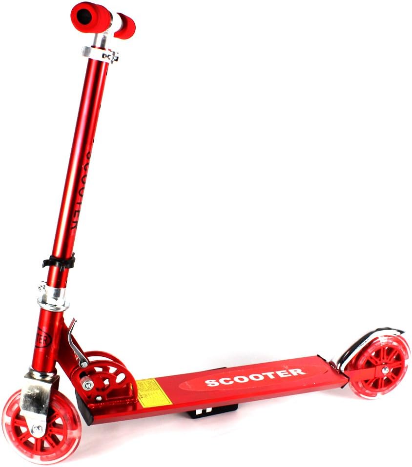 Fashion Children's Two Wheeled Metal Toy Kick Scooter, Light Up 125mm Wheels, Maximum Weight: 132 Lbs (Red