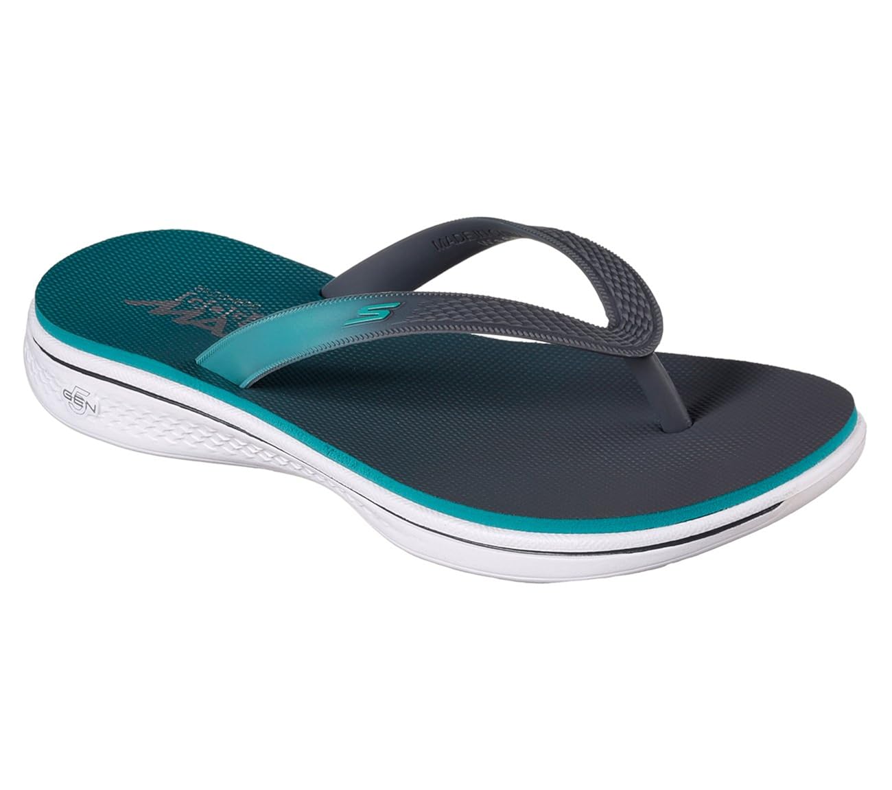 skechers women's h2 goga splash thong sandal, charcoal/teal, us 11 m