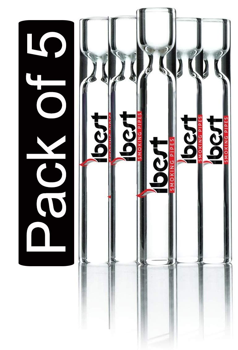 12mm Taster Clear Pack of 5 Tasters Glass Pipes Bat Cigarette Holder Nicotine Free