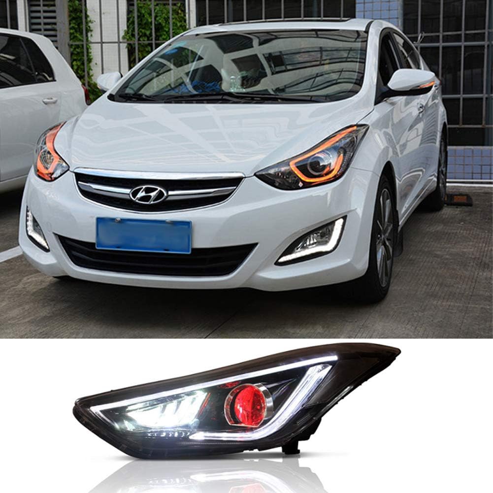 XDDXIAO LED Headlights H7 Xenon Headlights with Day Light And Dynamic Indicators Run Indicators for Elantra 2012 2014 2015 Demonseye Car Head Lamp