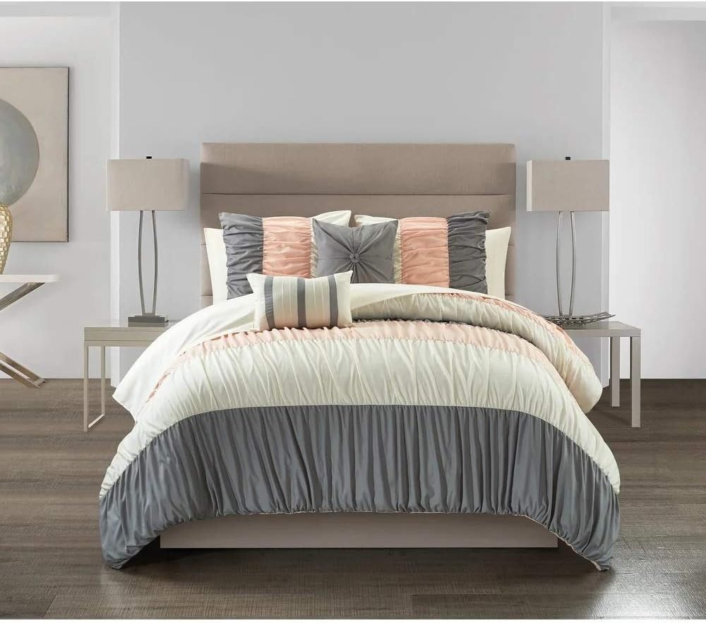 Blush Comforter Set 7 Piece Twin Size Beautiful Luxurious