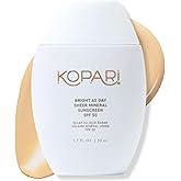 Kopari Bright as Day Sheer Mineral Sunscreen SPF 50, 100% Mineral Facial Sunscreen with Vitamin C & Niacinamide, Sheer Finish, All Skin Tones, 1.7 oz