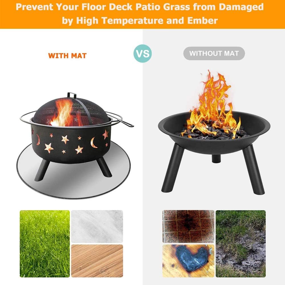 Fire Pit Mat 36″ Round Fire Pit High Temp Mat Under Grill Mat Fireproof
