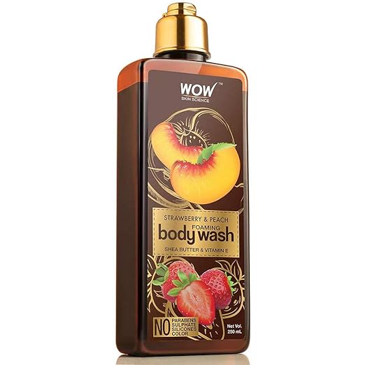 WOW Skin Science Strawberry & Peach Foaming Body Wash - No Parabens, Sulphate, Silicones & Color, 250 ml