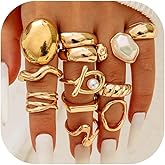 WEIBITGOOG Chunky Gold Statement Rings for Women Non Tarnish Stackable Flower Baroque Pearl Knuckle Pinky Thumb Joint Finger Rings Chunky Stacking Ring Jewelry Gifts Trendy Stuff