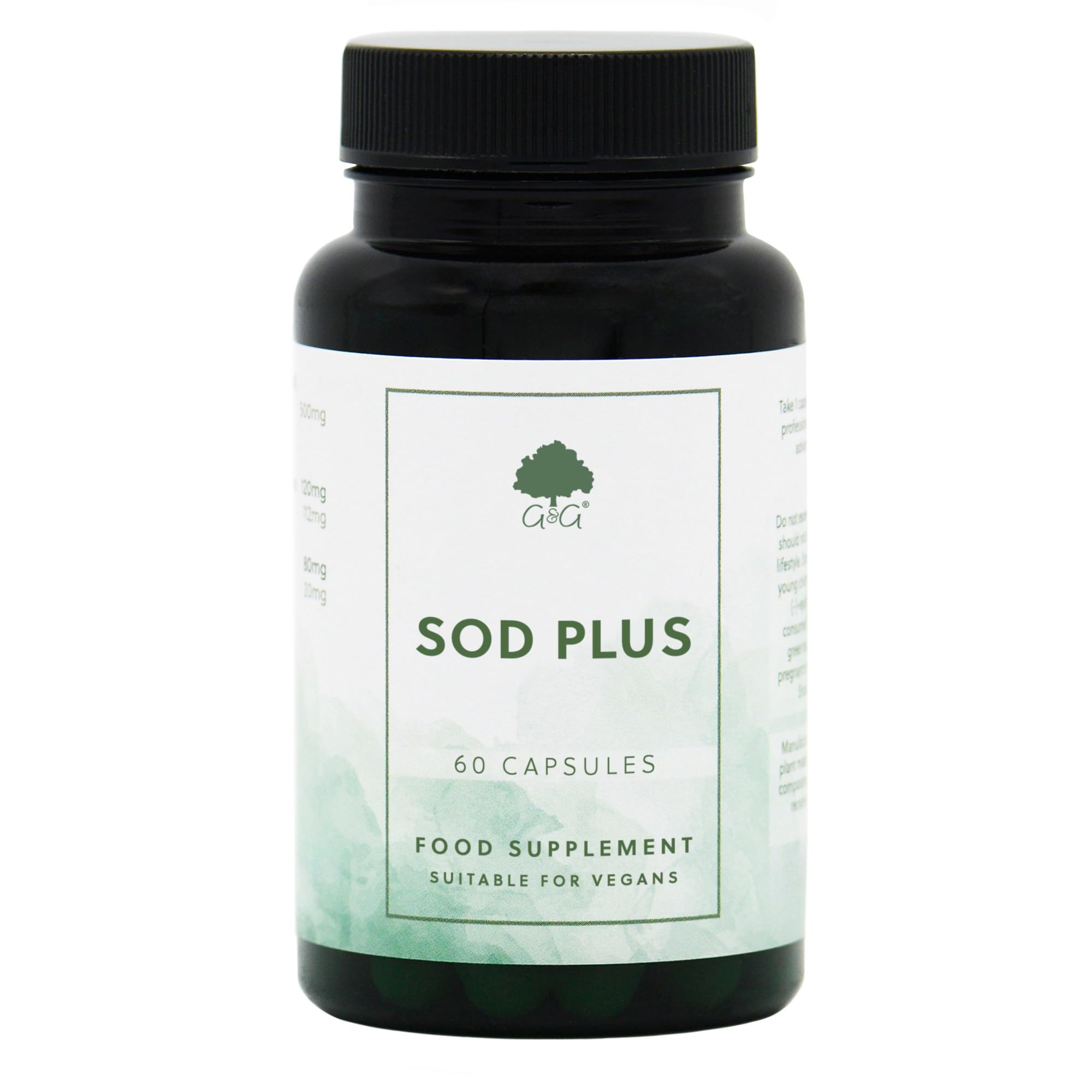 SOD Plus (Superoxide Dismutase) Capsules 275mg - Antioxidant Blend with NAC, L-Glutathione, Zinc, Manganese and Copper - 60 Vegan Capsules - Non GMO, Made in the UK - G&G Vitamins