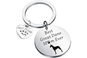 FUSTMW Great Dane Lover Gifts Best Great Dane Mom Ever Keychain Great Dane Mom Gifts for Dog Owners