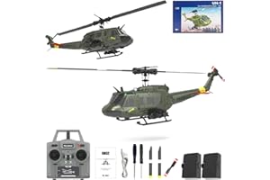 rcxperts RC ERA C032 RC Helicopter, 1/48 Scale 2.4G 6CH UH-1 Huey Flybarless RC Helicopter, 6-Axis Gyroscope Stabilization, with Altitude Hold & 3D Inverted Flight for Adults Enthusiasts, 2 Battery