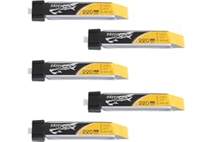 Tattu 5 Pcs 3.7V 220mAh 45C 1S LiPo Battery Pack with Ultra Micro for Blade Inductrix Tiny Whoop FPV Nano QX Nano CPX Nano CPS in The E-flite Micro Planes(5 Pcs)