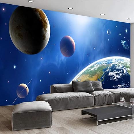 Amazon カスタム壁画壁紙スペースプラネット3d星空子供寝室リビングルーム背景壁画家の装飾 300x210cm Diy 工具 ガーデン