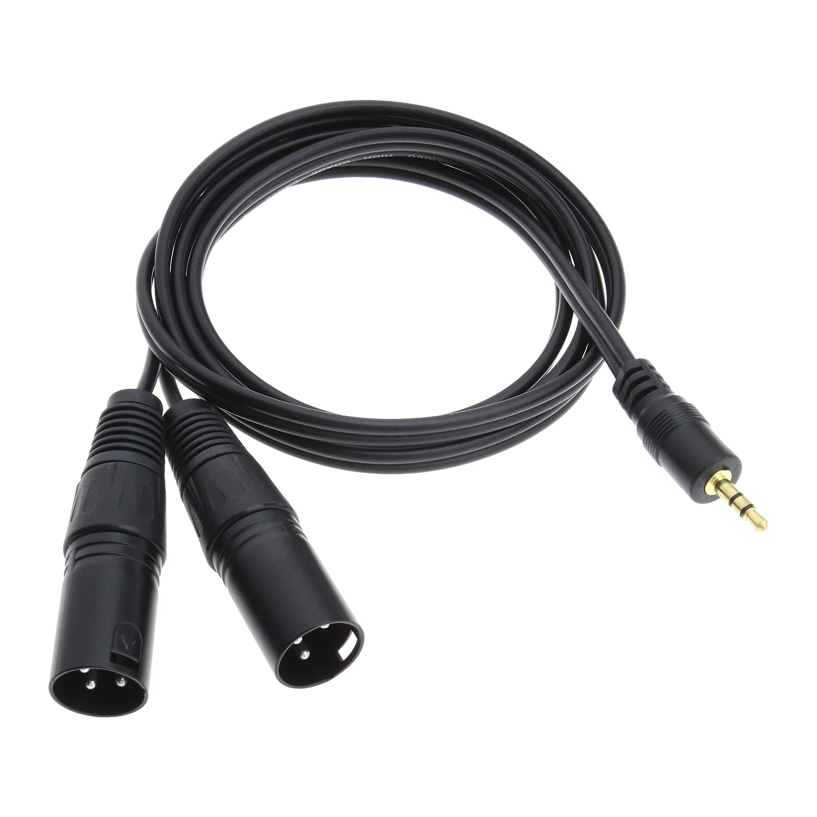 Create idea 3.5mm to Dual Male 3 Pin XLR Cable 1.5m Gold Plated Interconnect Audio Microphone Cable for Mixer Microphone Audio