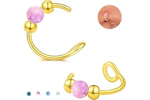 GREETING CARD EARRINGS Fake Nose Ring Hoops Opal Fake Septum Nose Piercing Jewelry 20G Clip On Surgical Steel Faux Nose Rings for Women Men Non Pierce Lip Ear Cartilage Helix Rings No Piercing Body Jewelry