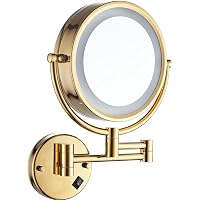 GuRun 8.5 Inch Lighted Wall Mount Makeup Mirror - 10x Magnification, Oil-Rubbed Bronze