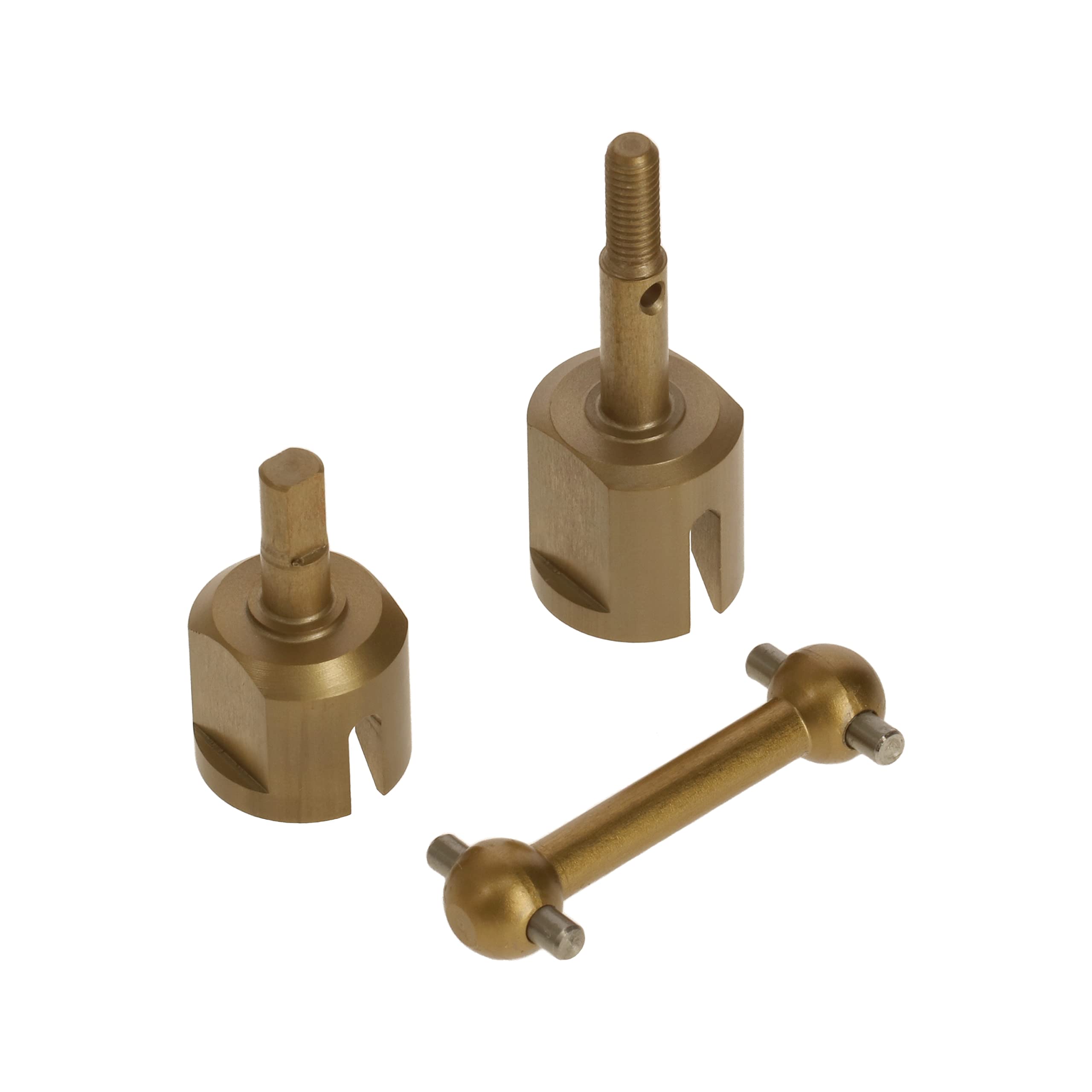 PrecisionGeekยฎ Wheel Axle โ Gold Anodised Aluminium โ Steering Knuckle Joint Cup Replacement โ Compatible with Tamiya TT01 / TT01E / TT02 / TT02B 1/10 RC Car โ Set of 2