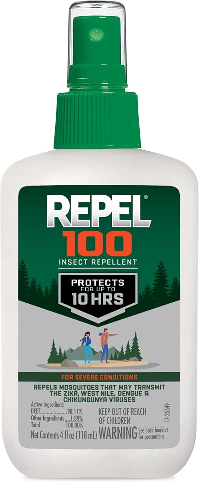 Repel 100 Insect Repellent Pump Spray 4 oz DEET 98.11% Protection 10 hrs