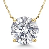 Gem Stone King 5.00 Ct IGI Certified Lab Grown Diamond Pendant Necklace for Women in 14K Yellow Gold | Round Cut | VS1-VS2 Clarity | E-F Color | with 18 Inch Chain