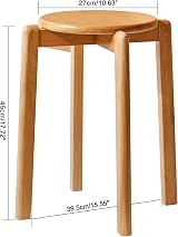 YMYNY 4pcs Solid Wood Round Stool 27x27x45CM Natural Color HBD026N-4 view 3