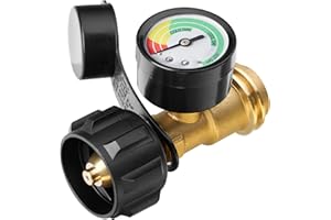 CALPOSE Propane Tank Gauge, 3 Colors Coded Universal for Cylinder, Grill, Heater, RV Camper and More, 5-40 Pound LP Tank Gas Level Indicator, QCC1 / Type 1 Connection