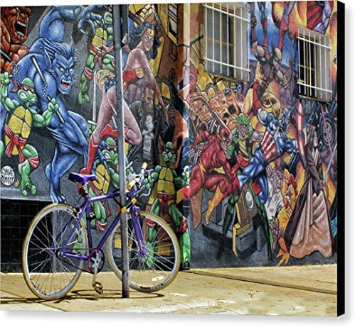 "Wonder Woman's Bike" by Nikolyn McDonald, Canvas Print Wall Art, 20" x 16", Black Gallery Wrap, Glossy Finish