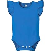 LYSMuch Baby Girls Ruffle Sleeves Bodysuit Infant Solid Color Top Jumpsuit