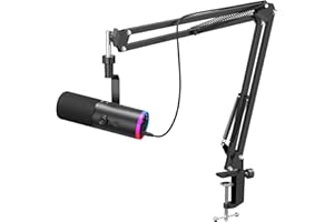 TONOR Dynamic Gaming Microphone, XLR/USB Mic Streaming, AI Noise Cancellation, Controlable RGB, Tap Mute, 3.5mm Headphone Jac