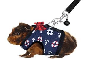 Rypet Guinea Pig Harness and Leash - Soft Mesh Small Animal Harness with Safe Bell, No Pull Comfort Padded Vest for Guinea Pigs, Ferret, Chinchilla and Similar Small Animals