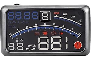 EJOYOUS Car HUD Digital Speedometer Windshield MPH KM h Speed Limit Warning Plug and Play for Cars with OBD2, Battery Voltage, Water Temperature
