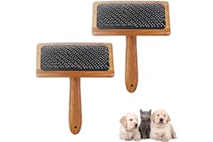 homfanseec Wood Handle Needle Felting Tools - 2 Carders with Slicker Brush for Wool Crafts, Pet Grooming and Needle Felting