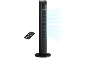 Nexair 36” Oscillating Tower Fan, 3 Speed Portable Fan Tower With Remote Control, Quiet Operating Floor Fan for Bedroom with 7.5 Hr Auto Off Timer, Modern Design Room Cooling Fan For Home & Office