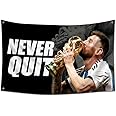 Never Quit Fitness Inspirational Workout Fitness Home Gym Flag For Room Guys,3x5 ft Banner,Funny Poster Durable Man Cave Wall Flag with 4 Brass Grommets for College Dorm Room Decor,Outdoor Party