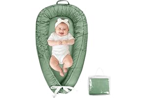 Hooyax Baby Lounger Pillow, Super Soft Breathable Cotton Baby Nests for Newborn, Portable Infant Nest Cover, Reversible Infan