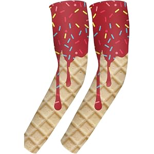 HBDHEJL Kids Ice Cream Arm Sleeves Ice Cream Drip UV Protection Arm Compression Cover for Youth Basketball Football Baseball