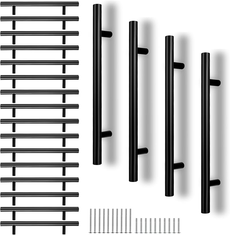 CYEER 20 Pack Black 128mm Cabinet Handles T Bar Stainless Steel Matte Black