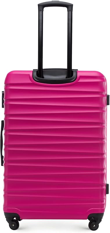 Valigia da viaggio grande trolley valigia check-in guscio rigido ABS 4 ruote piroettanti chiusura a combinazione maniglia telescopica Groove Line rosa Ryanair/ITA Airways/easyJet/Wizz Air