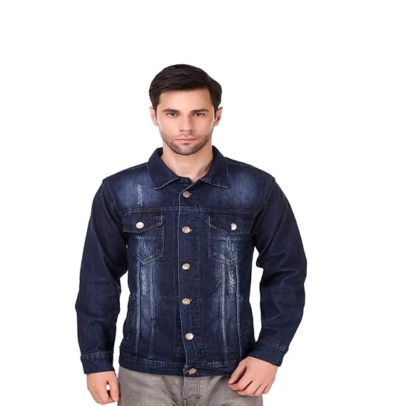 full sleeve solid men's denim jacket