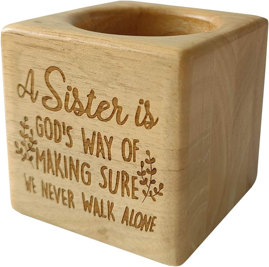 vizuzi A Sister is God's Way of Making Sure We Never Walk Alone Wood Succulent Plant Flower Pot Rustic Farmhouse Decor Plant Lover Friend Sister Gifts
