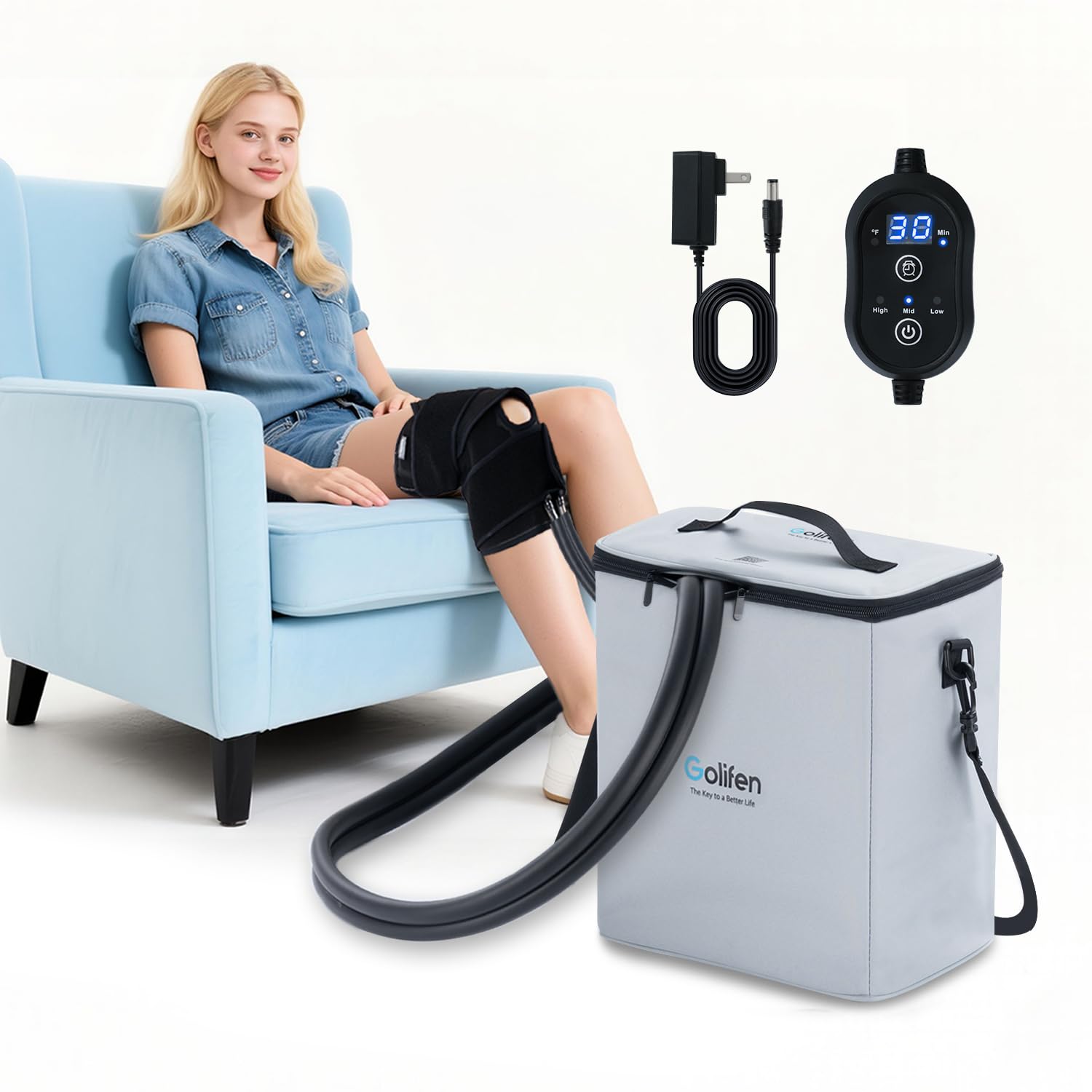 Photo 1 of Golifen Cold Therapy Machine with Programmable Timer, Portable Ice Machine for Knee After Surgery, Cryotherapy Pain Relief with Compression Pad