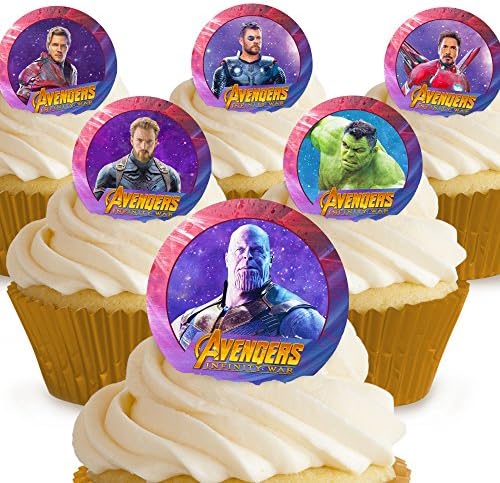 Cakeshop 24 x PRE-CUT Avengers Infinity War Edible Cake Toppers