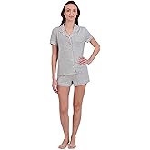 BORN Soft Modal Pajamas for Women, Short Pajama Set for Women 2 Piece with Classic Button Down Top and PJ Shorts