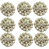 HABIBEE 10pcs/pack 20mm Gold Pearl Alloy Button Rhinestone Flower Embellishment DIY Hair Accessories No Hole for Sewing (1)