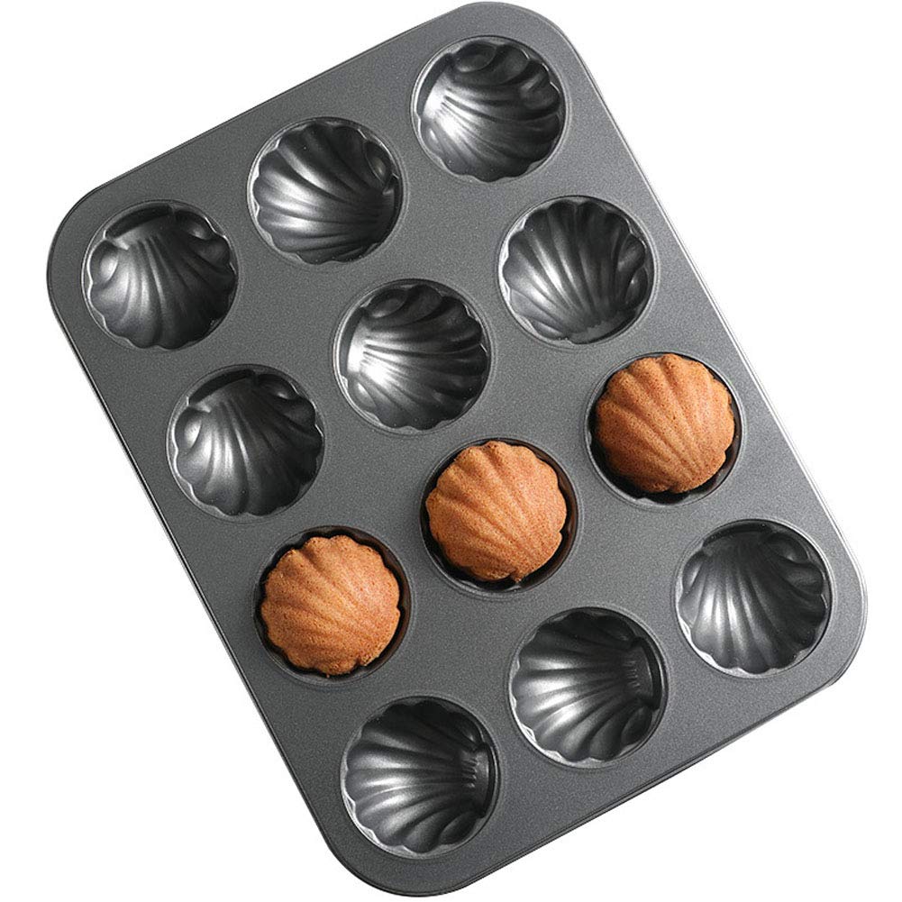 Photo 1 of Waylenbo Madeleine- Pan 2 Pack, 12-Cavity Nonstick Shell-shaped Madeleine- Mold Cake Pan, Carbon Steel Baking Sheet Cookies Tray for Oven Baking, Even Heat Distribution, Dishwasher Safe