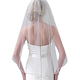 HONGMEI Wedding Veil for Brides Handmade Crystal Beaded Edge 1 Tier Bridal Veil with Comb