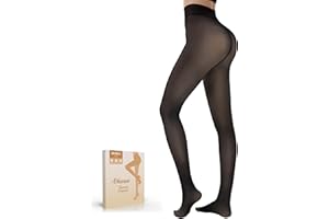 Bebila Fleece Lined Tights Women, Fake Translucent Warm Tights for Winter Sheer Pantyhose Thermal Leggings