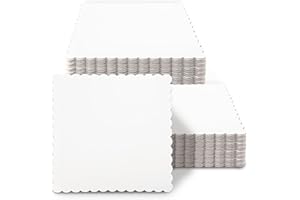 qiqee White 10 Inch Wave Cake Boards 15-Packs Squares Base Food-Grade Cardboard Wave Cake Plate（Thinner But Stronger）
