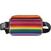 Mexican Serape Belt Bag for Women Men Blanket Stripes Rainbow Fanny Pack Small Waist Pouch Crossbody Bags for Outdoor Hiking Running Travel