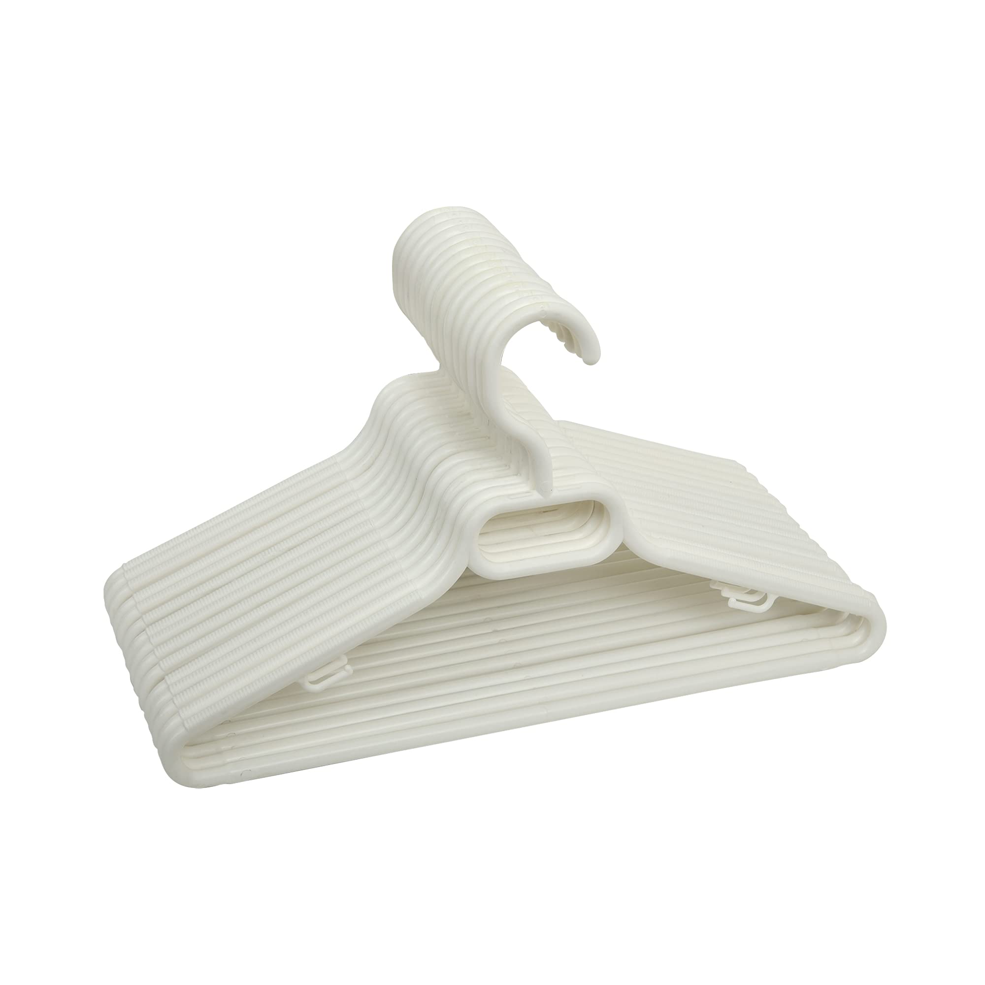 FenixDepot Children Plastic Hangers Set of 15, Suitable for Kids Clothes Non-Slip, Space Saving - Set of 15 (White)